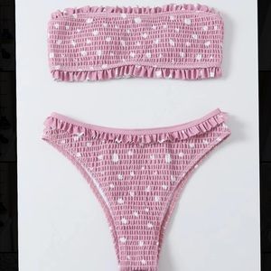 Polka dot bandeau bikini